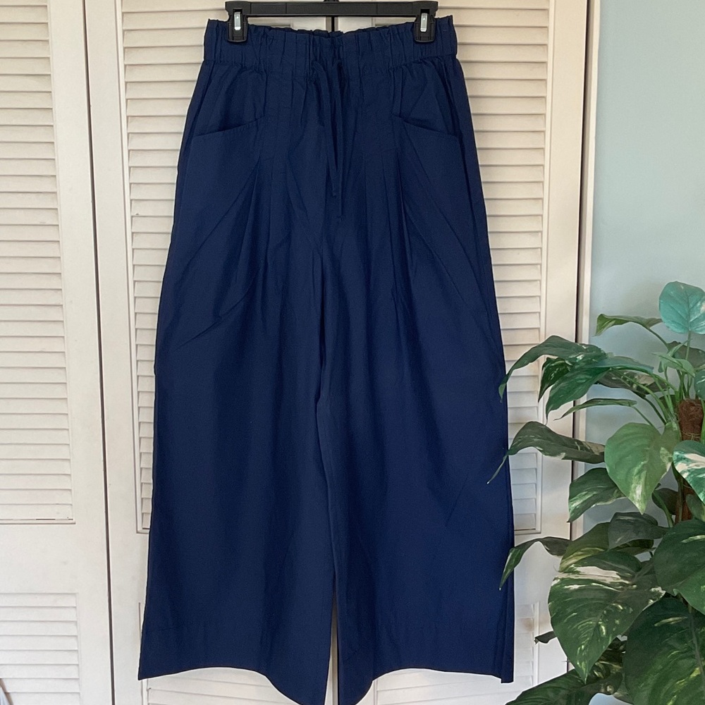 Anthropologie Maeve Elastic Waist Navy Skirty Utility Wide-leg Pants